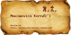 Maximovics Kornél névjegykártya